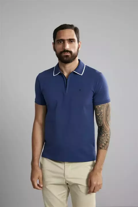 POLO HIGHSTIL C/ZIPER PREMIUM MEIA MALHA C/ ELASTANO SLIM FIT
