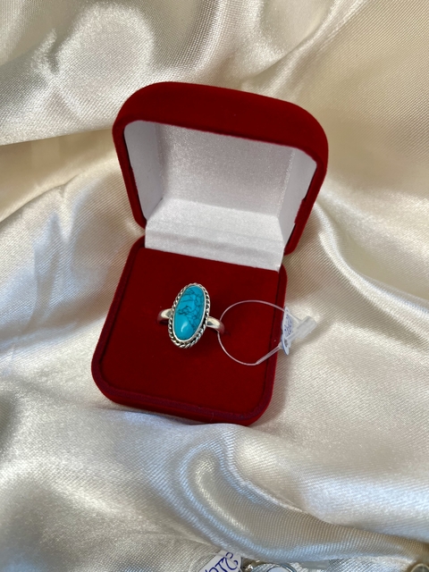 Anel Howllita Azul Prata