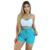 Short Feminino Malha Azul Listrado AJustável com Top