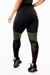 Calça Legging Fitness Academia Preta com Fit Cintura Alta Verde Militar e Detalhe em Tela Dry | REF: SV14 na internet