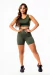 Short Cintura Alta e Cropped Regata Verde Militar Academia Conjunto Fitness Feminino | REF: CSV22