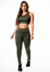 Calça Legging Verde Militar Cintura Alta e Cropped Regata Academia Conjunto Fitness Feminino | REF: CSV23