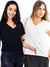 Kit 2 Blusa Tshirt Básica Feminina Gola V Manga Curta Blusinha Confortável M AO G2 - loja online