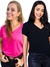 Kit 2 Blusa Tshirt Básica Feminina Gola V Manga Curta Blusinha Confortável M AO G2