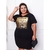 T shirt Feminina Estilo e Conforto Estampa Dourada Ninguém Explica Deus Preto do M ao G2