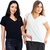Kit 2 Blusa Tshirt Básica Feminina Gola V Manga Curta Blusinha Confortável M AO G2 - Pink Salt Moda