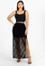 Conjunto Cropped e Saia de Renda com Fenda Lateral Preto | C0001 - Ahlibi 