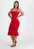 Vestido Alcinha com Babado Vermelho Midi | REF:NR54 - Ahlibi 
