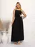 Vestido Longo com Busto Franzido e Alça