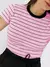 Camiseta Listrada Canelada Básica Feminina - Verão 2025