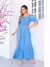 Vestido longo luxo viscolinho pipoca com manga bufante