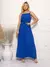 Vestido Longo com Busto Franzido e Alça