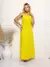 Vestido Longo com Busto Franzido e Alça - Bluara modas