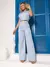 Conjunto Cropped e Calça Flare em Alfaiataria - Bluara modas