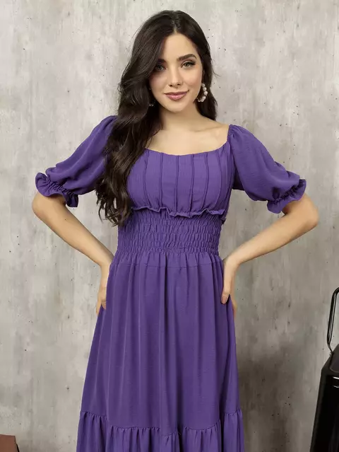 Vestido Feminino Longo Duna com Manga e Látex - comprar online