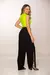 Calça Wide Leg Viscose com Fenda Preto