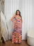 Vestido Longo Saia com Babado Laço nas Costas Estampado