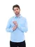 Camisa Social Masculina Premium Tipo Linho Azul Claro - Bluara modas