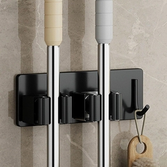 Soporte Doble Escoba con Gancho de Acero Inoxidable - comprar online