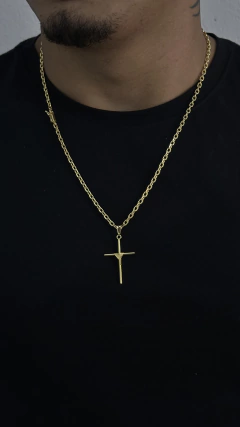 Kit Corrente Cadeado 3.5 mm + Crucifixo trançado na internet