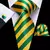 Image of Green/Yellow Striped Silk Tie - Hi-Tie Complete Set