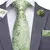 Floral Sophistication: Hi-Tie Grass Green Silk Tie Set - An Unforgettable Accessory - buy online