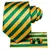 Green/Yellow Striped Silk Tie - Hi-Tie Complete Set on internet