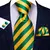 Green/Yellow Striped Silk Tie - Hi-Tie Complete Set - buy online