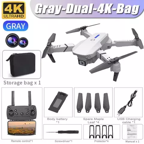 Dron plegable E88 Pro 4K HD: cámara gran angular, FPV y vuelo estable