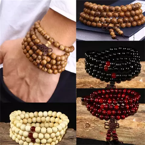 Inner Peace and Natural Elegance: Sandalwood Bracelet with 108 Beads - Meditation and Style - buy online