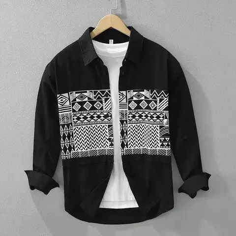 Spring new fashion printed 100% cotton long sleeve shirts - buy online