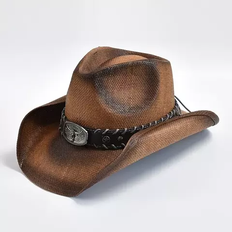 IF IFOND Straw Cowboy Hat: Vintage, Handmade and Perfect for Beach and Leisure