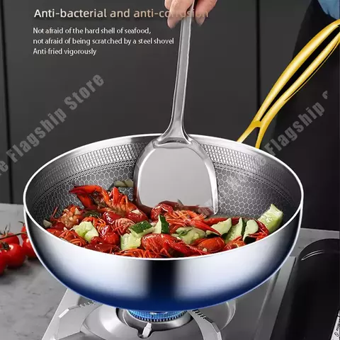 Nonstick 316 Stainless Steel Frying Pan - Honeycomb Technology for Gas and Induction Stoves