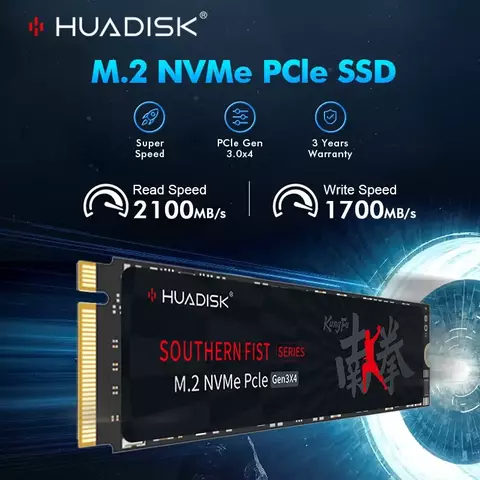 HUADISK NVMe M2 Internal SSD - High Read and Write Speed ​​with Heat Sink