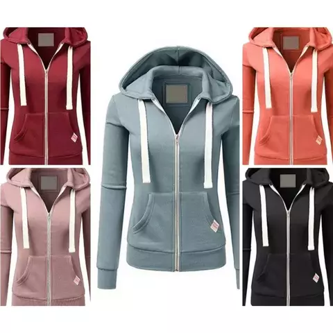 Plain Winter Sweatshirt with Zipper and Hood