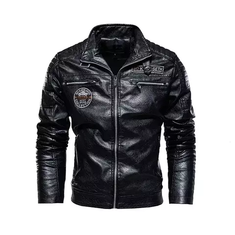 Men's Leather Motorcycle Jacket: Faux Leather, Removable Fur Collar, Cotton Lining, Winter Windbreaker