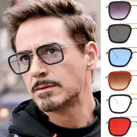 Tony Stark Glasses, Sunglasses for Men, Square, Metal Frame - buy online