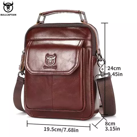 BULLCAPTAIN Men's Shoulder Bag - Genuine Leather, Vintage Style, Ideal for 7.9" Tablet - buy online