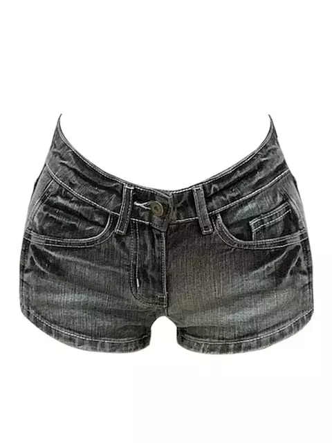 Short Jeans Feminino de Cintura Baixa: Conforto e Estilo Vintage para o Verão Y2K - comprar online