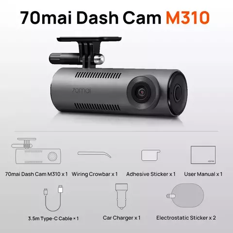 Dash Cam 70mai M310 2K - Gravação em Alta Definição com Controle de Voz Inteligente e Visão Noturna