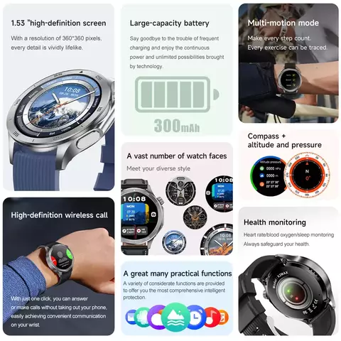 Jooeniok High-Quality Business Smartwatch: Sapphire AMOLED Screen, Bluetooth Calling and Built-in GPS