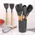 Image of Silicone Kitchen Utensils, Spatula, Shovel, Soup Spoon, Baking Tools, Wooden Handle, 12 pcs