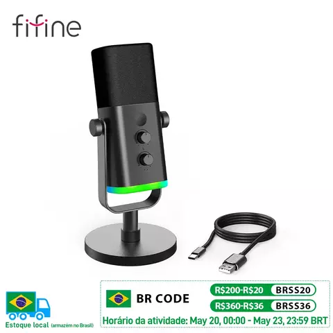 FIFINE AmpliGame-AM8 Dynamic USB/XLR Microphone: RGB Control, Headphone Jack and Noise Reduction for PC Gaming and Streaming
