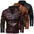 Men's Leather Motorcycle Jacket: Faux Leather, Removable Fur Collar, Cotton Lining, Winter Windbreaker - buy online