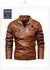 Image of Men's Leather Motorcycle Jacket: Faux Leather, Removable Fur Collar, Cotton Lining, Winter Windbreaker