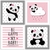 4 Placas Decorativas MDF Ursinha Panda Rosa - comprar online