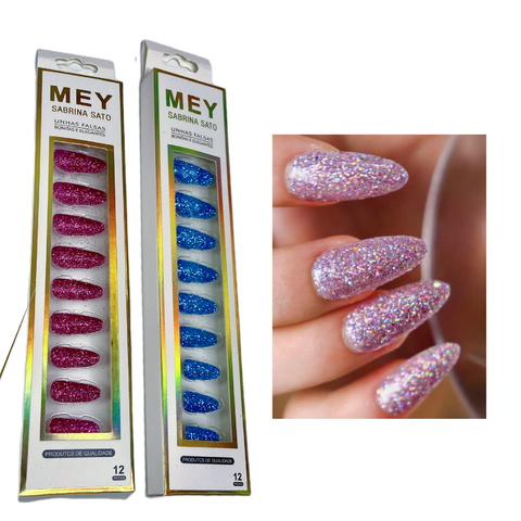 Unhas postiças com Glitter
