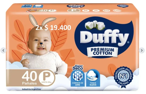 Pañales Duffy Premium Cotton Talle P