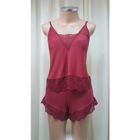Short Doll Com Renda E Alças Finas Reguláveis