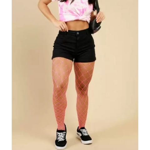 Meia calça arrastão pink